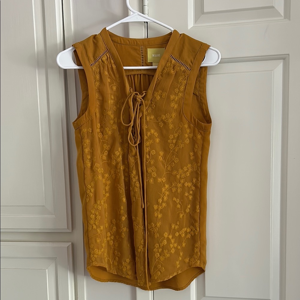 Maeve Gold Tie Front Tank Top